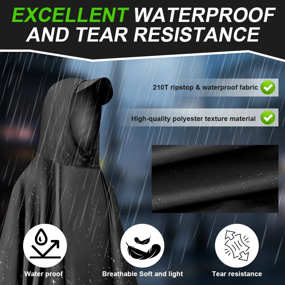 Vicloon Regenponcho, Unisex Regenjacken Regencape, Regen Poncho Jacke Mantel für Erwachsene mit Kapuze, Wasserdicht, Wiederverwendbar Regenmantel, für Wandern Radfahren Camping