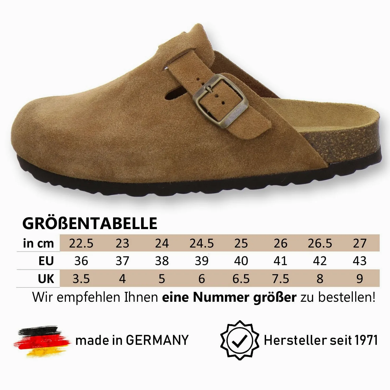 AFS-Schuhe 2900, Bequeme Damen Hausschuhe geschlossen, Clogs für Frauen aus Leder, Made in Germany