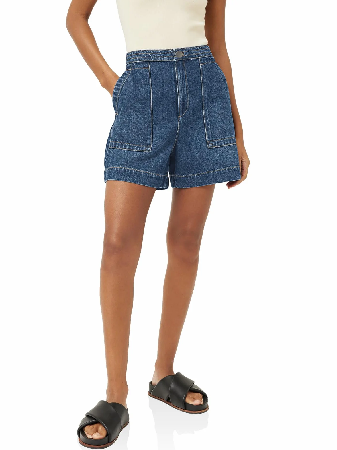 Cicy Bell Damen Jeans Shorts Sommer Baggy Kurze Denim Hose Hohe Taille Weite Jeansshorts Basic Hot Pants mit Taschen
