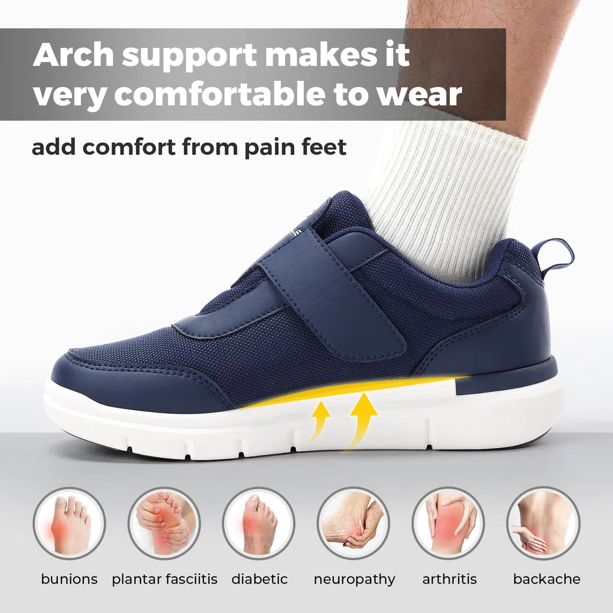 FitVille StrapEase V4 Schuhe Herren Extra Weit mit Klettverschluss überbreite weiche EasyTop Wings
