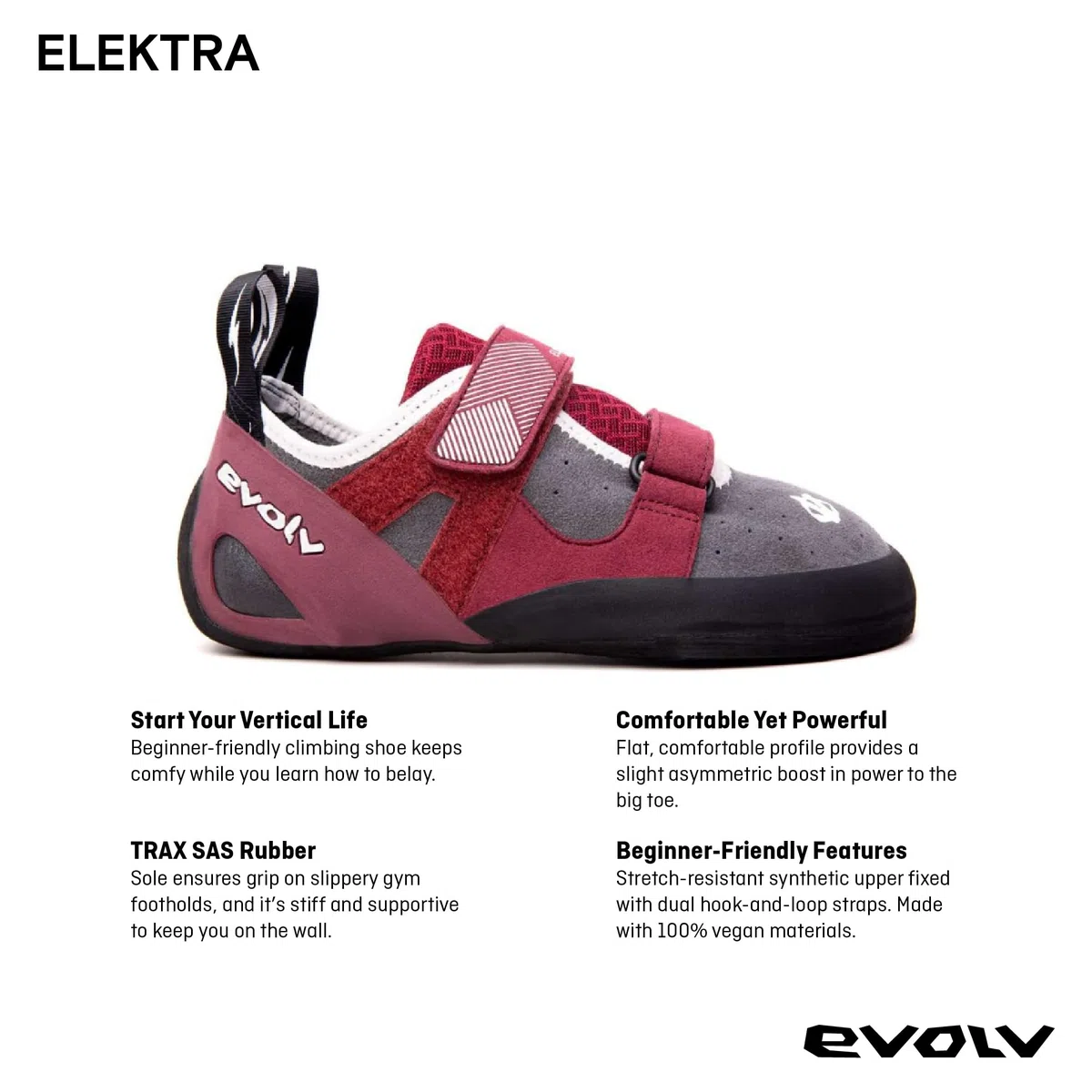 Evolv Elektra Damen Kletterschuh, Merlot/Grau