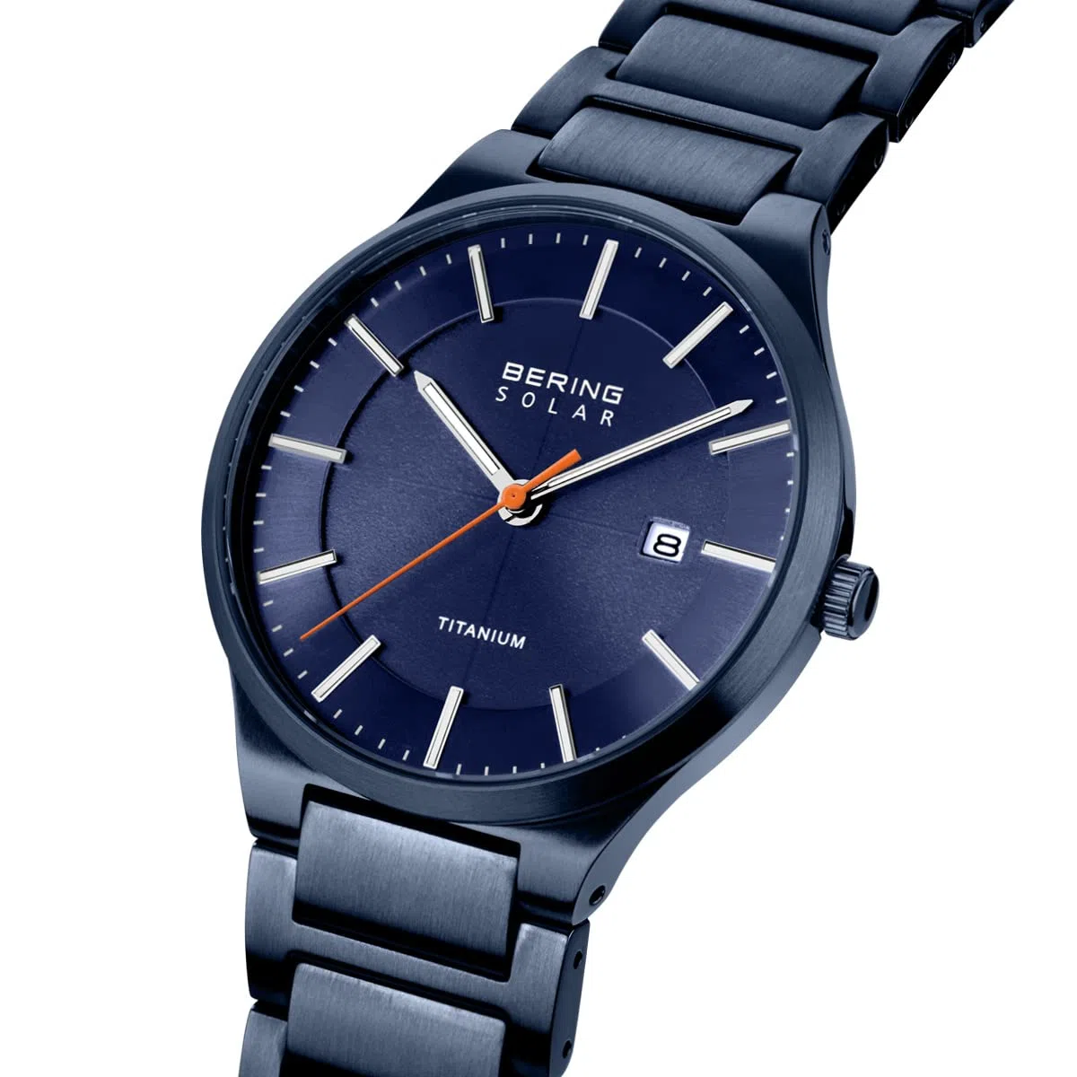 Bering Herren Solar Uhr | Armbanduhr 39 mm Titangehäuse und Zifferblatt | Titanband mit Titanelementen | 10 ATM | 15239