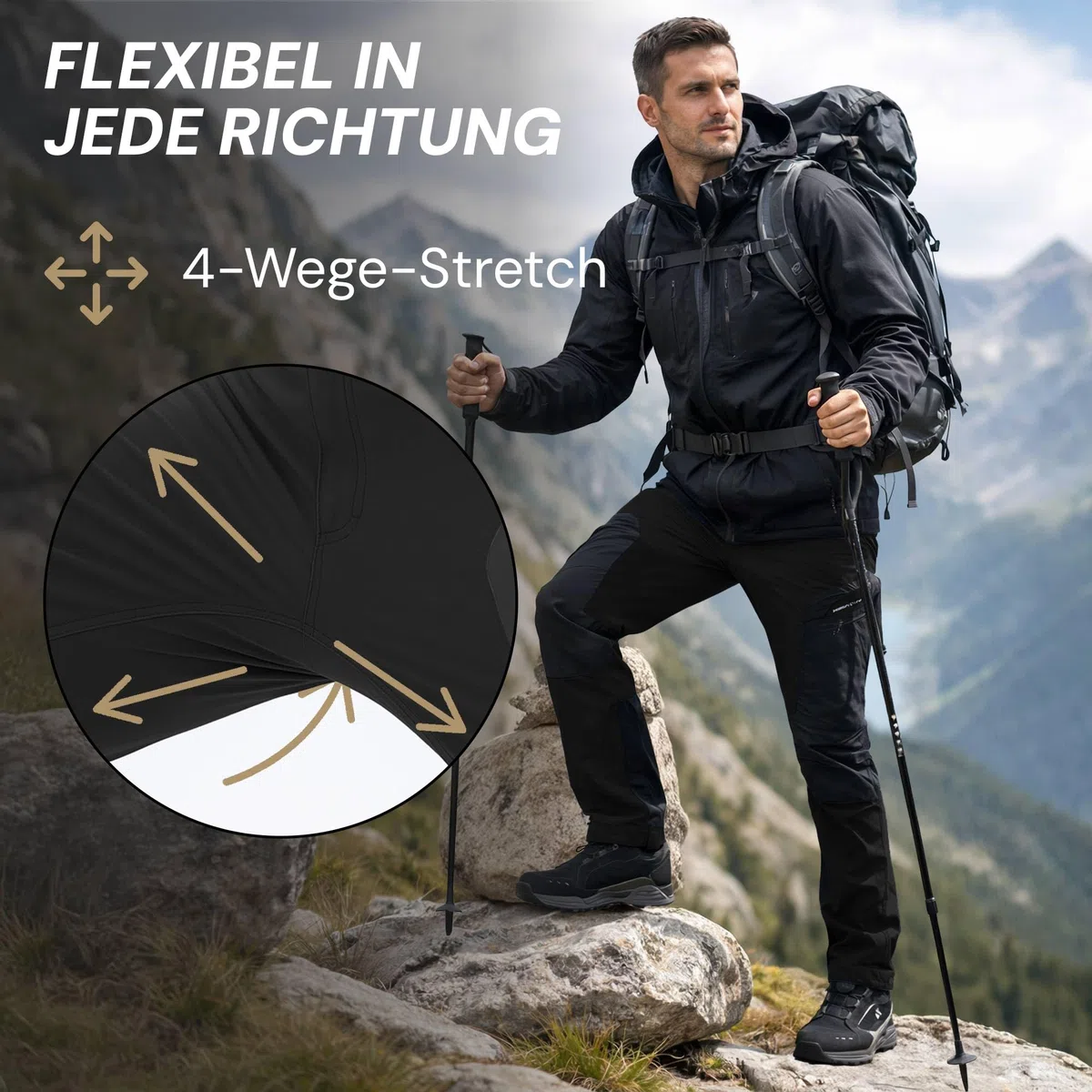 PUMA Workwear Pro-One Wanderhose Herren - Robuste Outdoor Hosen für Herren - Mit verstärktem Nylon für Langlebigkeit - Trekkinghose mit 4-Wege-Stretch - Verstellbarer Knopfleiste