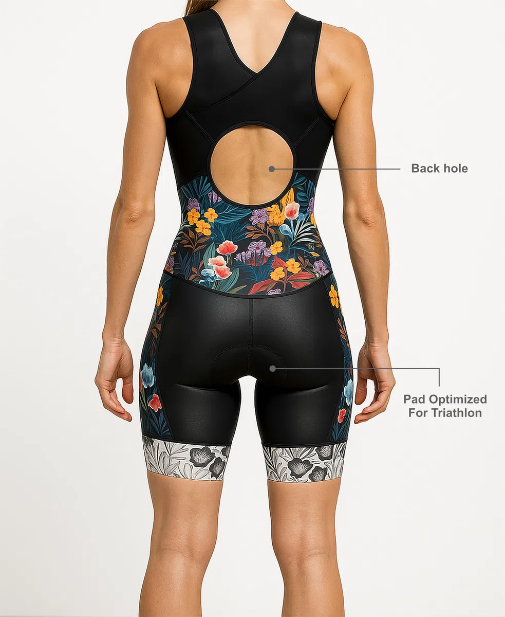 Damen Triathlon Trisuit Blau Ärmellos Racerback Bodysuit Solid Schnelltrocknend