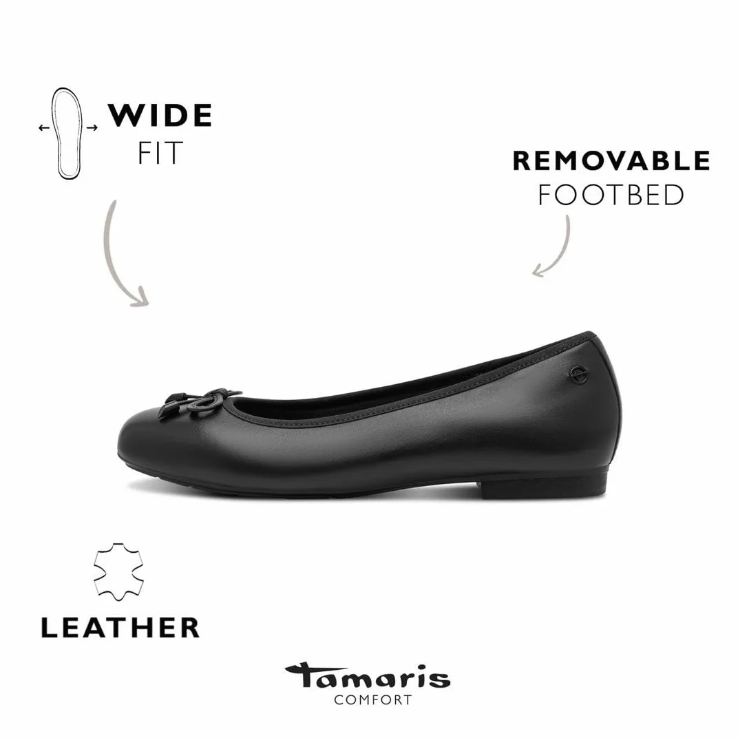 Tamaris Comfort Damen Ballerinas aus Leder mit Schleife