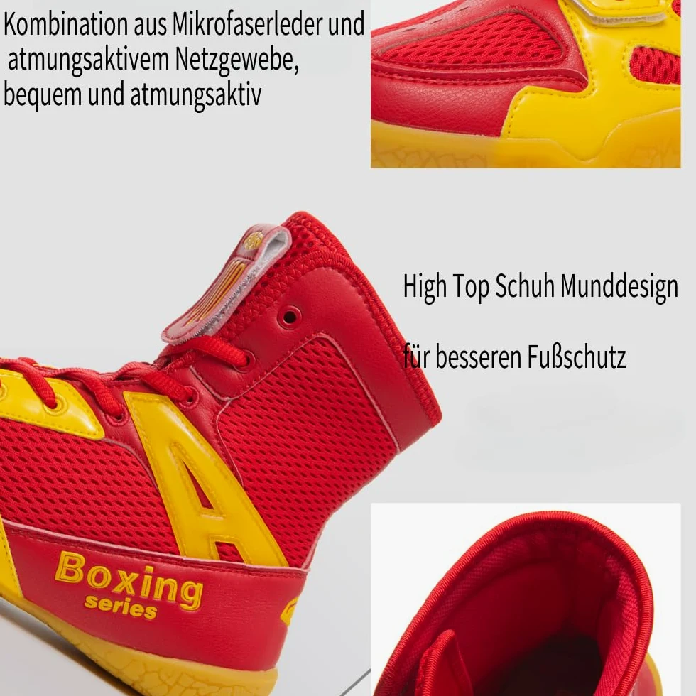 Boxschuhe, Ringerschuhe für Männer und Frauen, Kinder-, Indoor-Fitnessschuhe, Kampfschuhe, rutschfeste und atmungsaktive High Top Kampfsportschuhe