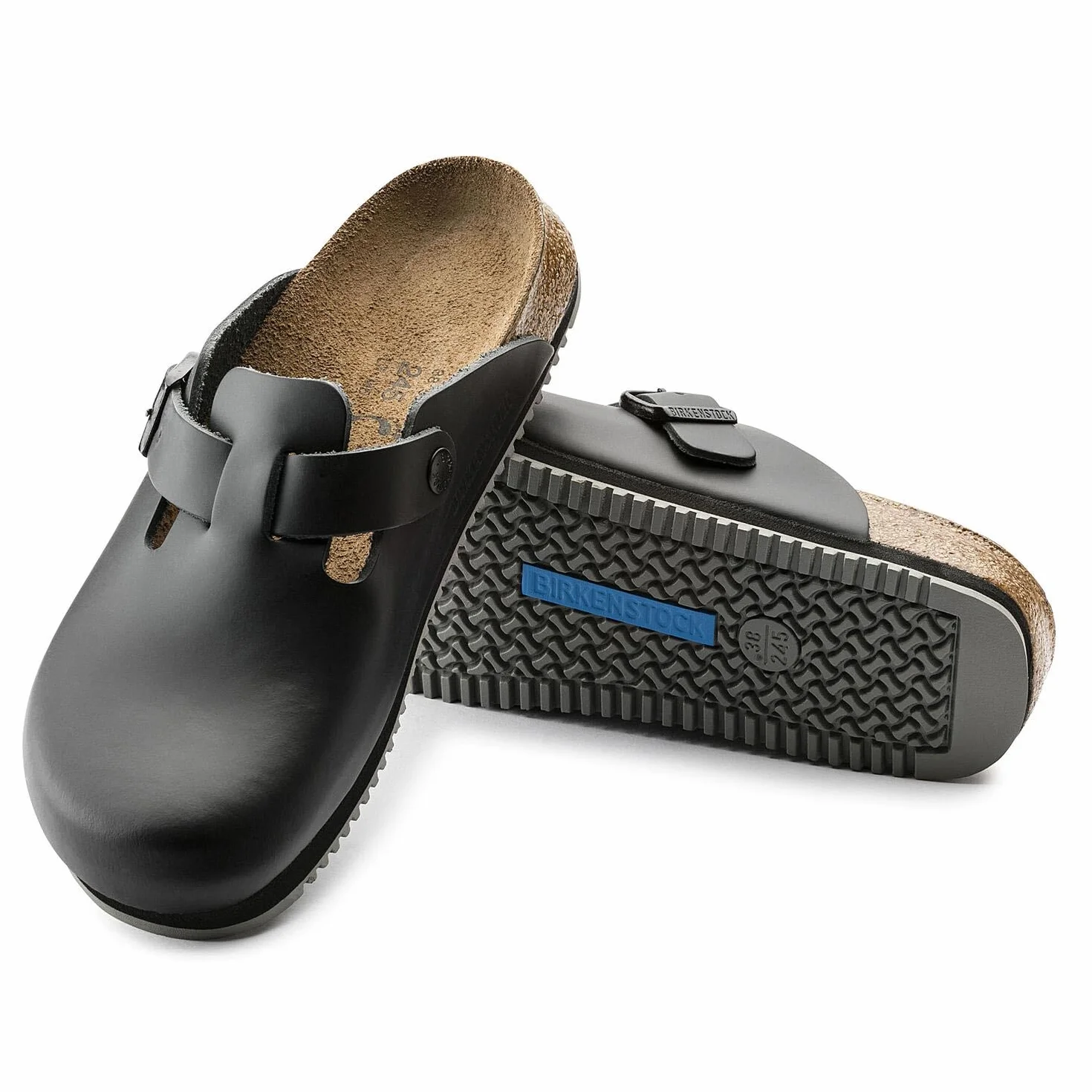 Birkenstock Boston Super Grip aus Naturleder - Herren und Damen Clogs Berufsschuh - Rutschhemmende Gummi-Eva-Sohle nach EN ISO 20347 - Anatomisch geformtes Kork-Latex-Fußbett