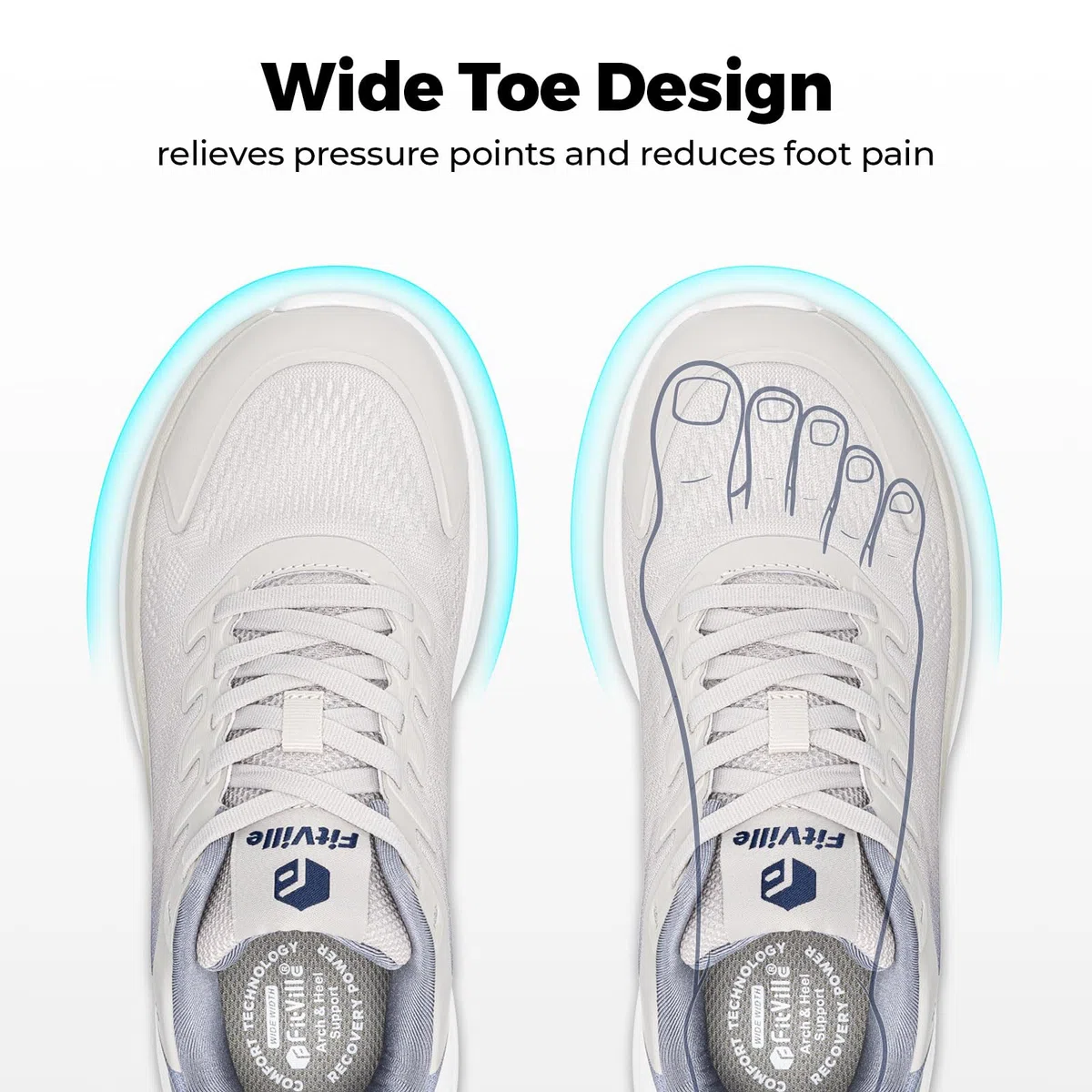 FitVille Extra Weit Sportschuhe Damen Walkingschuhe Leichte Joggingschuhe Atmungsaktiv Fitnessschuhe rutschfest Sneakers Bequeme Dämpfung Freizeitschuhe