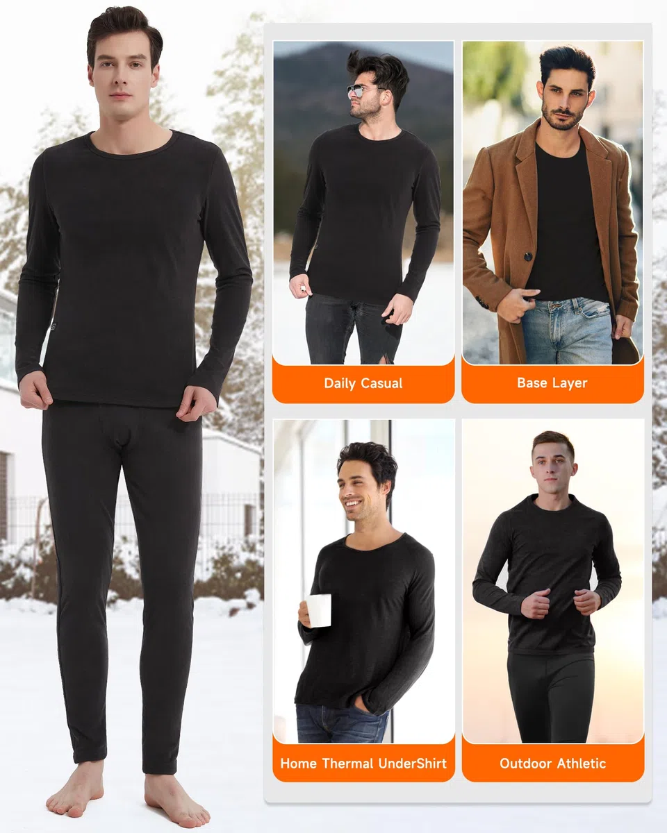 Beheizbare Langarm Shirt Herren mit Power Bank Mittelgewicht Beheizte Thermounterwäsche Oberteile Elektrische Thermounterhemd Basisschicht