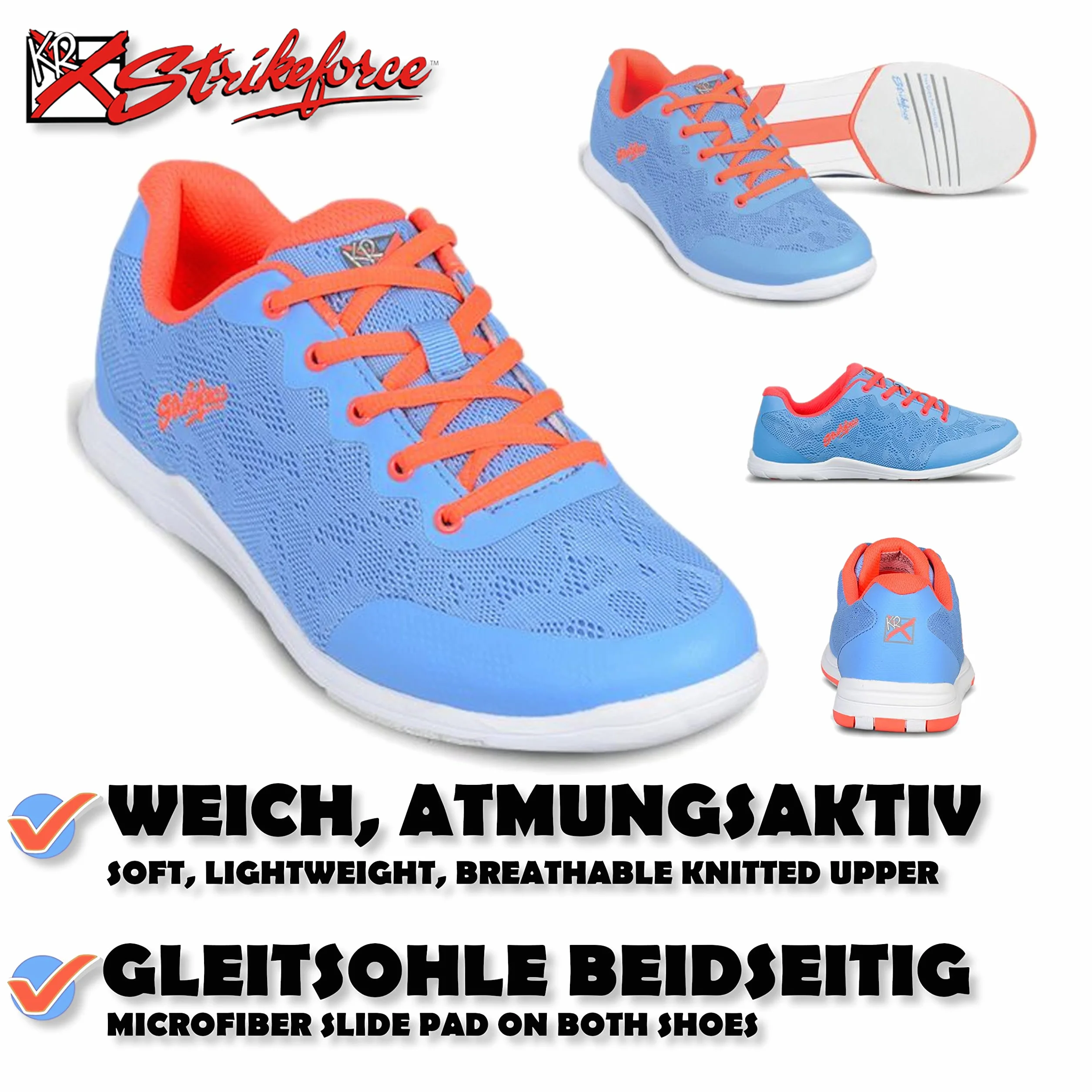 Bowling-Schuhe – [LACE] – KR Strikeforce Bowling - Gleitsohle beidseitig - Sportlich - Farbig