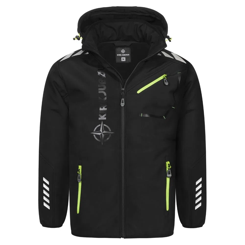 Kirkjubøur® Herren SOFTSHELLjacke 10.000 mm Wassersäule mit Kapuze und Fleecefutter, atmungsaktiv und wasserabweisend