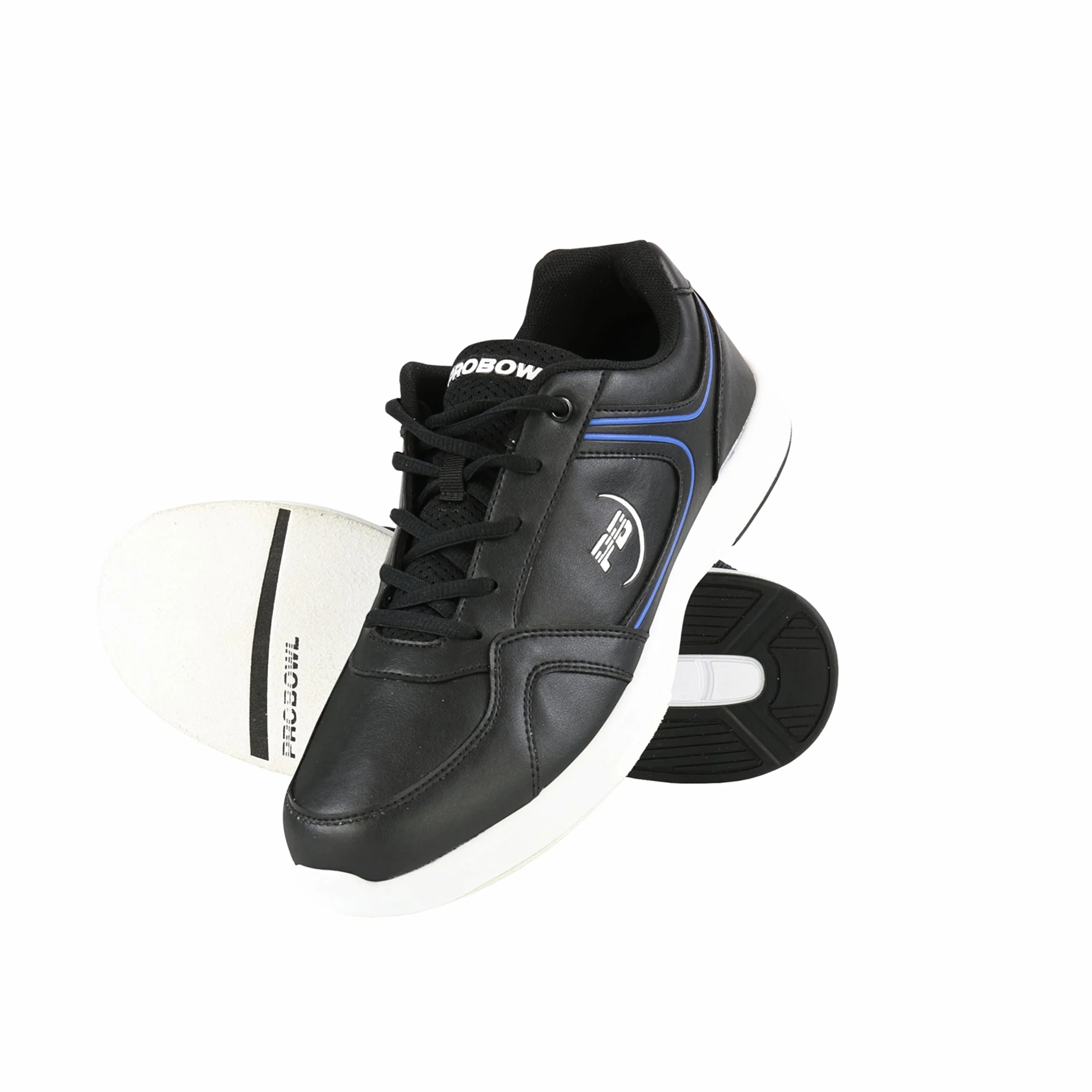 EMAX | Pro Bowl - Bonega – Bowlingschuhe Herren Erwachsene | Bowling-Schuh mit Gleitsohle in Lederoptik | Schwarz/Blau