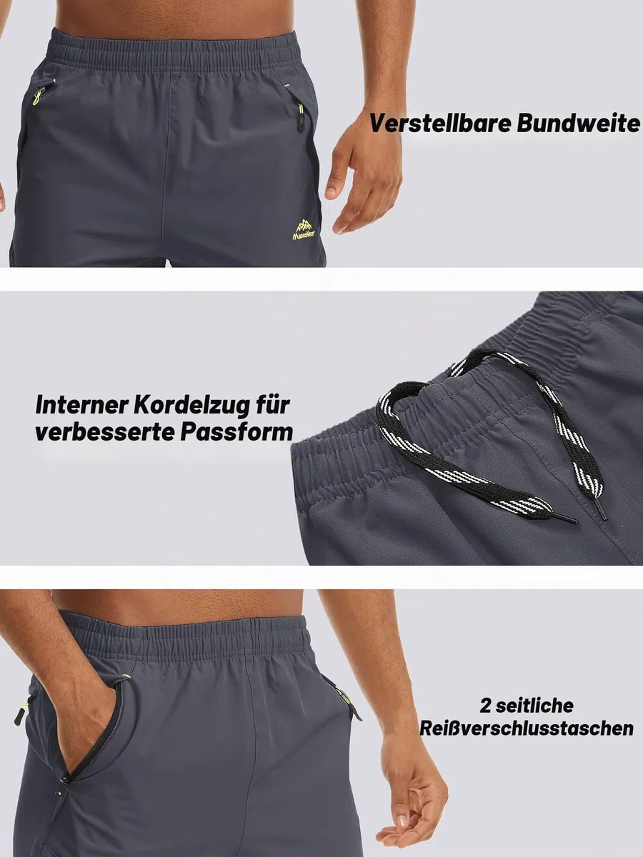 TACVASEN Herren Kurze Wanderhose 3/4 Hose Schnelltrocknende Sport Shorts mit Reißverschlusstasche