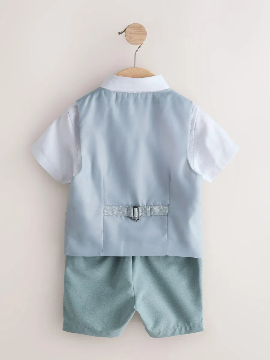 NEXT Jungen Weste, Hemd, Shorts und Krawatte im Set