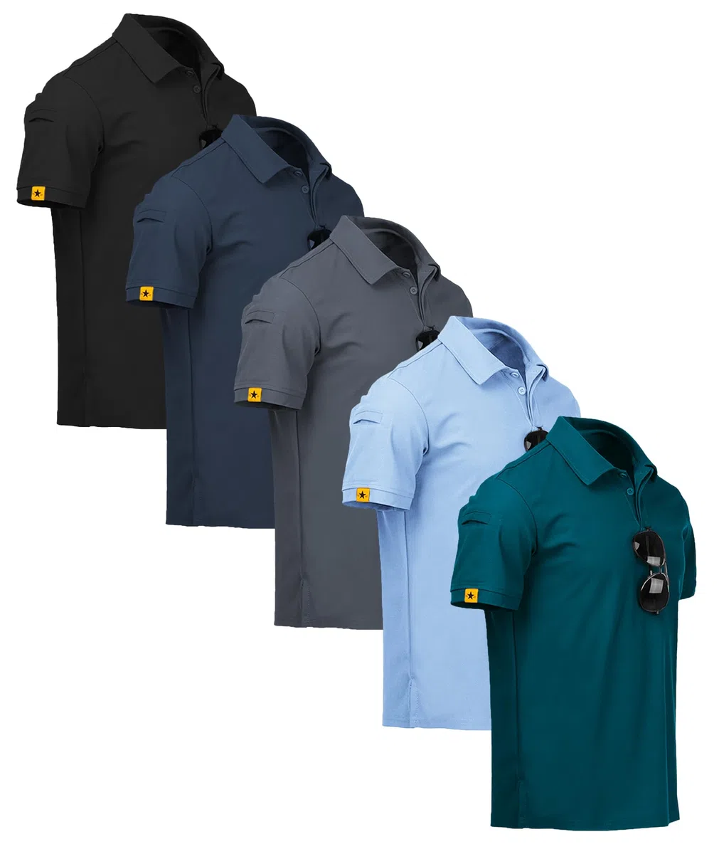 ZITY 5er Pack Poloshirts Herren Kurzarm Schnelltrocknend Atmungsaktives T-Shirt Männer Sommer Polohemd Sport Shirt Regular Fit Golf Polo Shirts für Herren