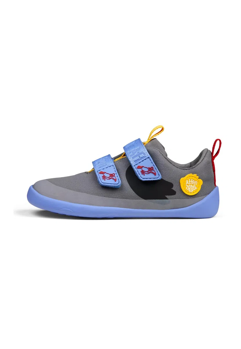 Affenzahn Barfußschuh Baumwolle Lucky Klettverschluss Vegan rutschfest Flexibel Reflektierend Sommer Größe 21-32 Tukan Grau