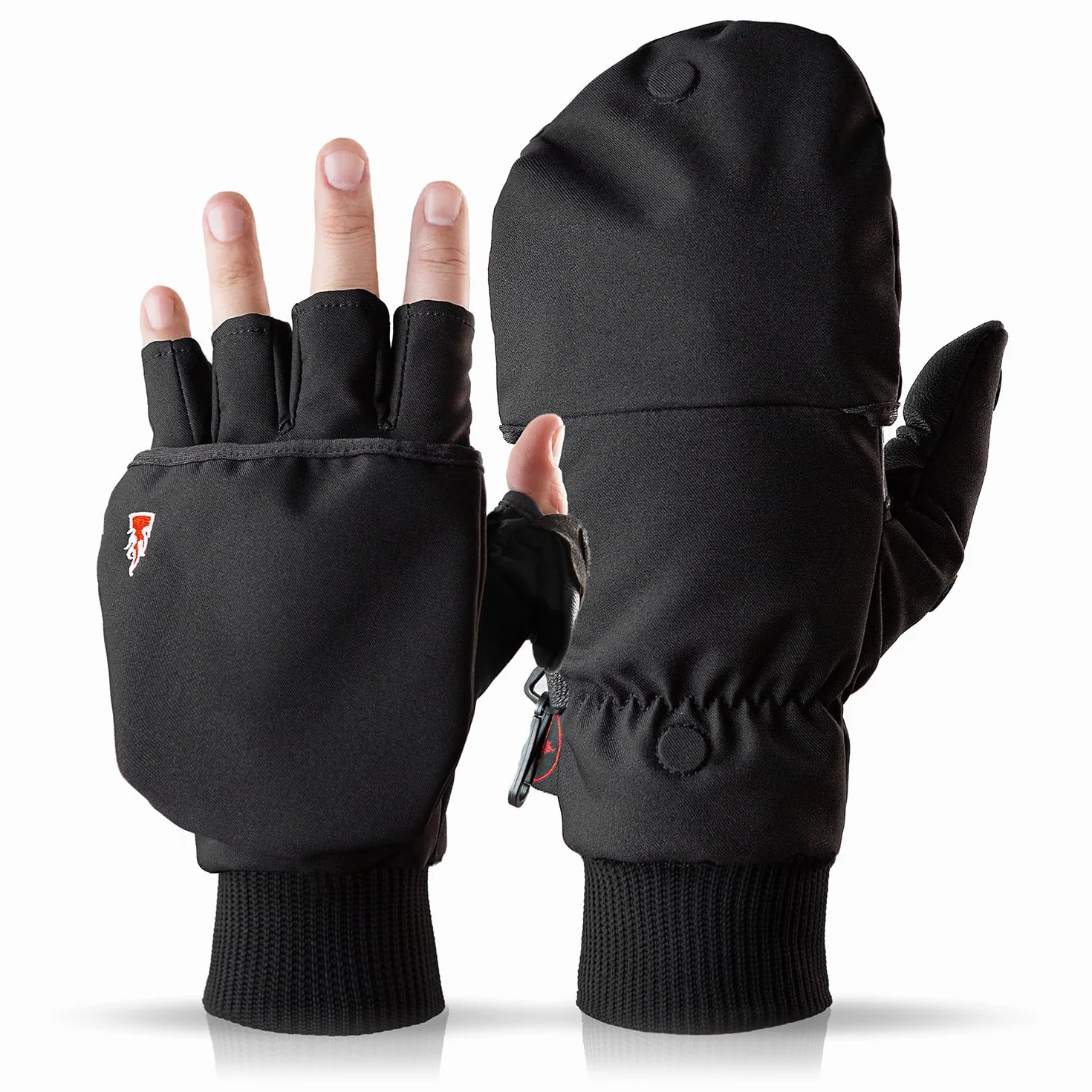 THE HEAT COMPANY - Heat 2 Softshell - Fingerloser Handschuh und Fäustling in einem - Premium Qualität - warme Winterhandschuhe & Fahrradhandschuhe - gegen Kälte bei Sport, Arbeit & Outdoor