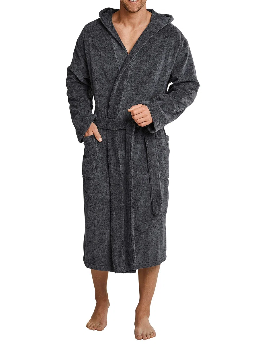 Schiesser Essentials Bademäntel Bademantel Uni Navy 128546/815