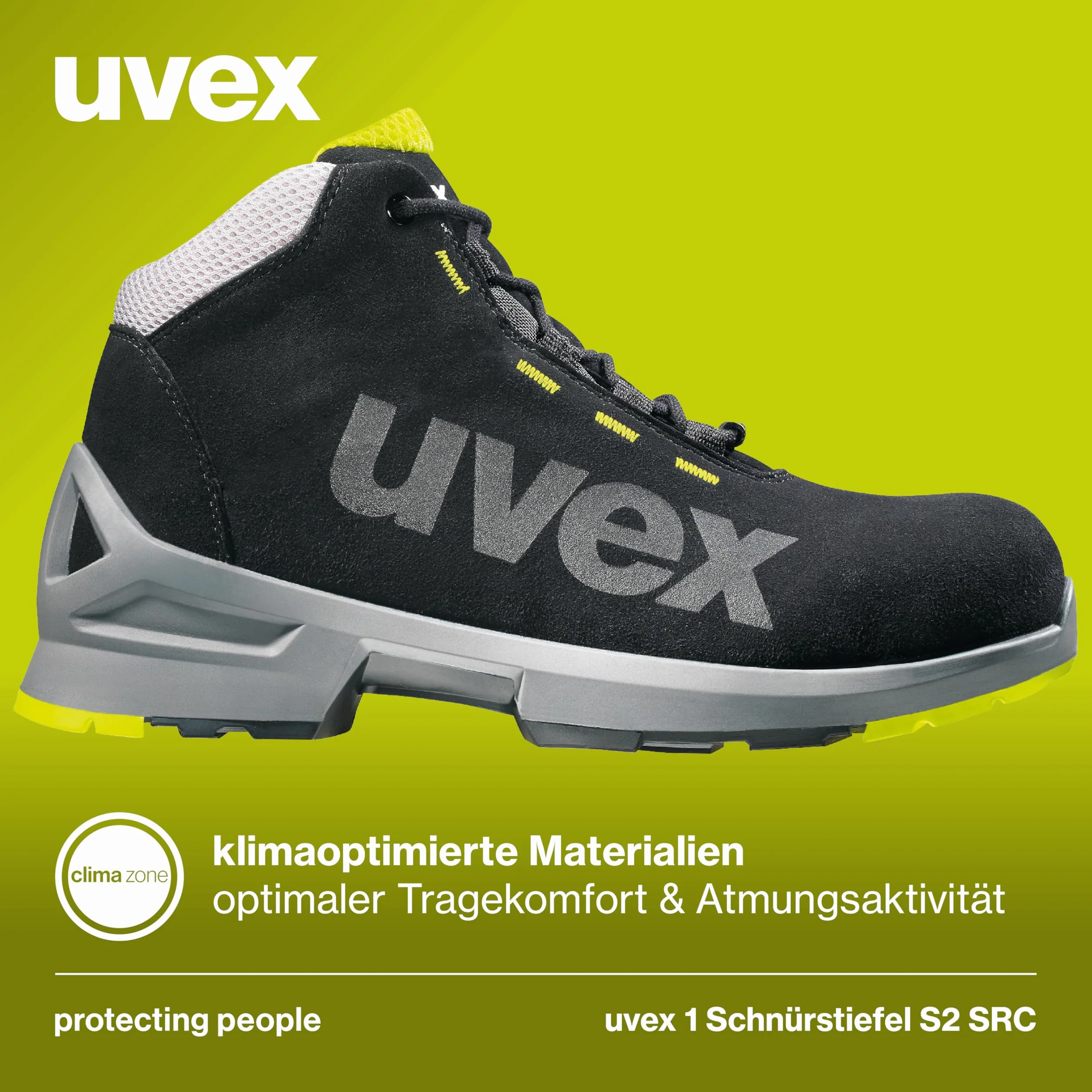 Uvex 1 Arbeitsstiefel - S2-Sicherheitsstiefel SRC ESD - Schwarz