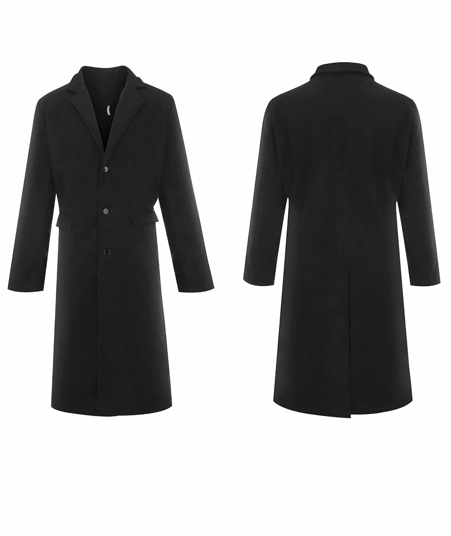 ECDAHICC Herren Casual Slim Fit Wollmantel Lange Jacke Kerbkragen Trenchcoat Einreiher Mantel Winter Warme Oberbekleidung