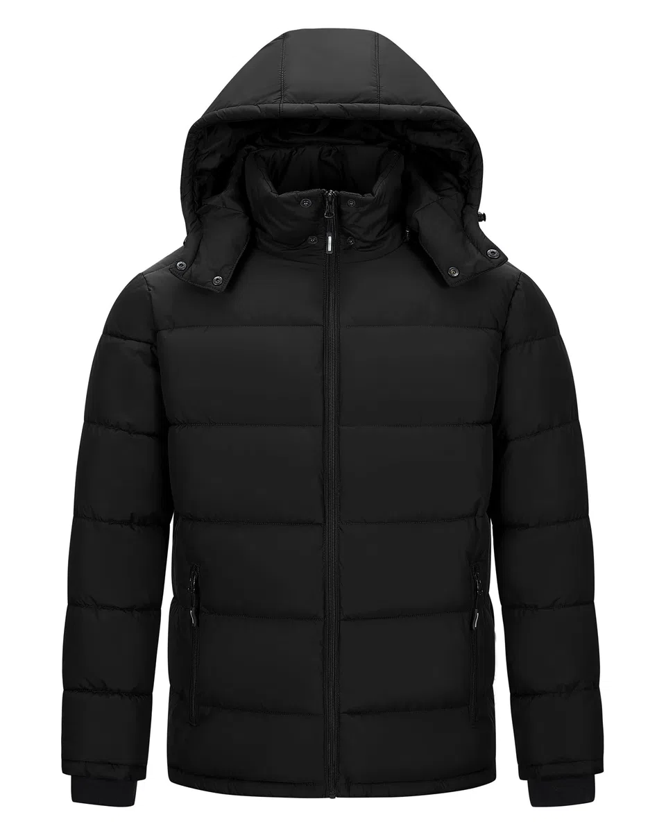 Outdoor Ventures Herren Leichte Steppjacke Wasserdichte Übergangsjacke Winddichte Warme Winterjacke Männer Daunenjacken Winterparka mit Gefüttert Abnehmbare Kapuze Stehkragen
