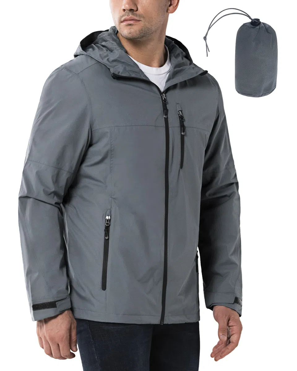 33,000ft Regenjacke Herren Wasserdicht Outdoorjacke Leichte Freizeitjacke Packbare Windjacke Fahrrad Regenmantel mit Kapuze