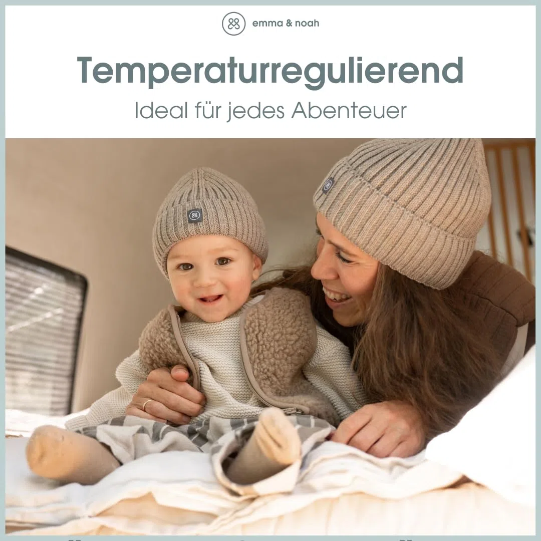 emma & noah Merino Teddy Weste für Kinder, weiche Wollweste aus 100% Merino Wolle, atmungsaktiv & wärmend, mitwachsend