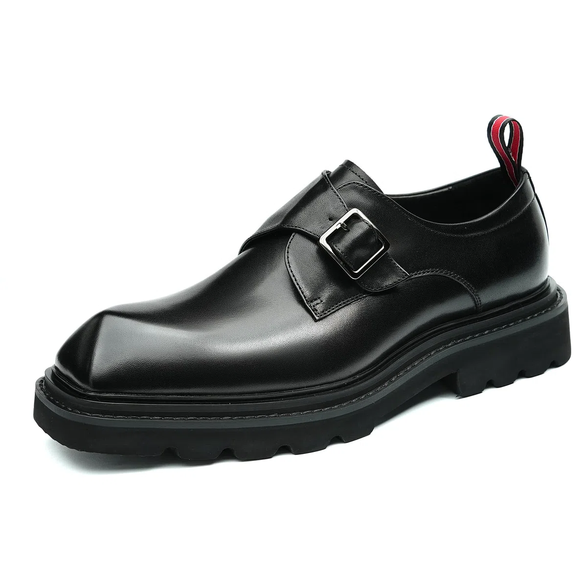 Generisch Herren Echtes Leder Atmungsaktive Dicke Sohle Schuhe Business Casual Schnalle Schuhe