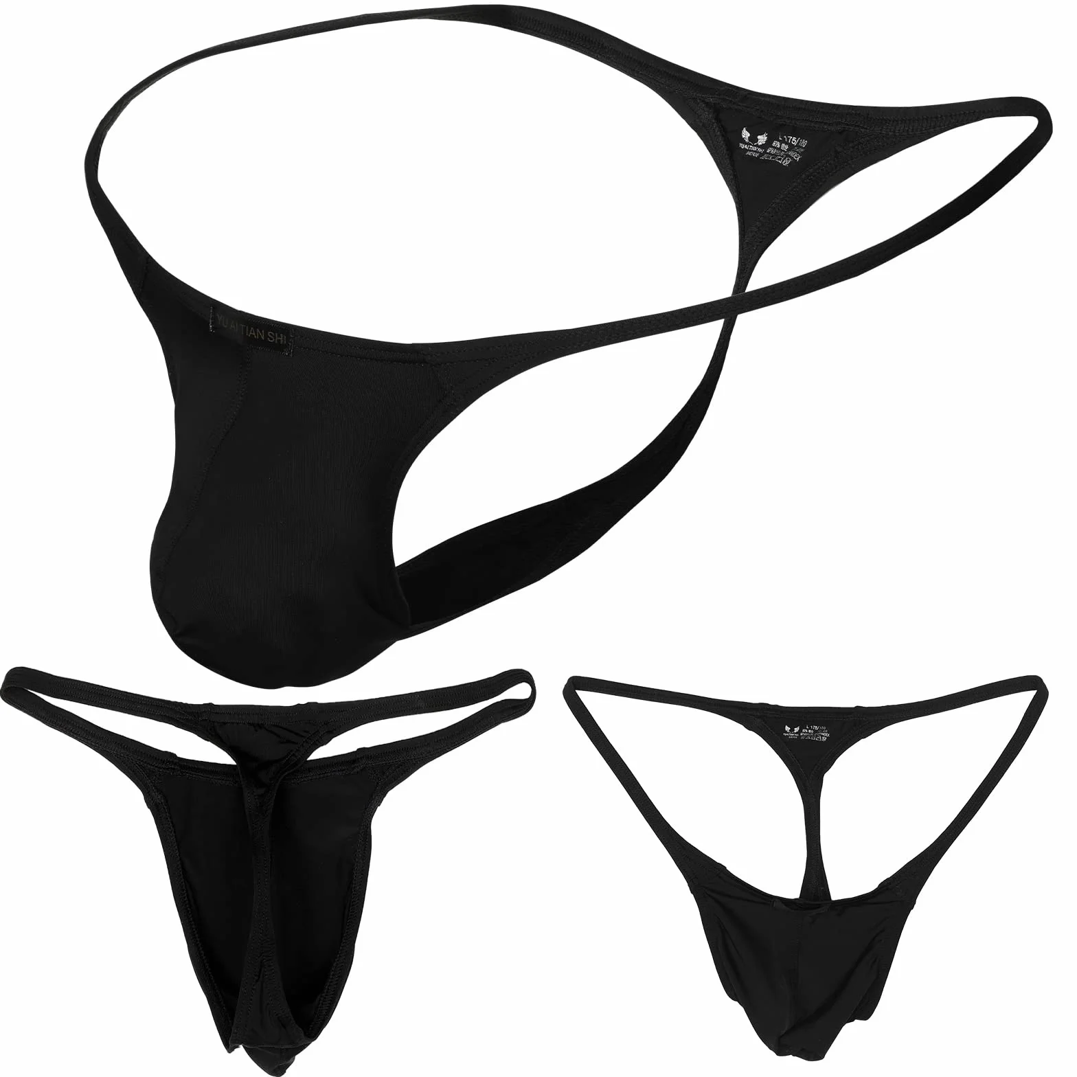 Neer Herren Niedrige Taillen G Strings Tanga Leichte Unterwäsche Männer Bikini, Schwarz