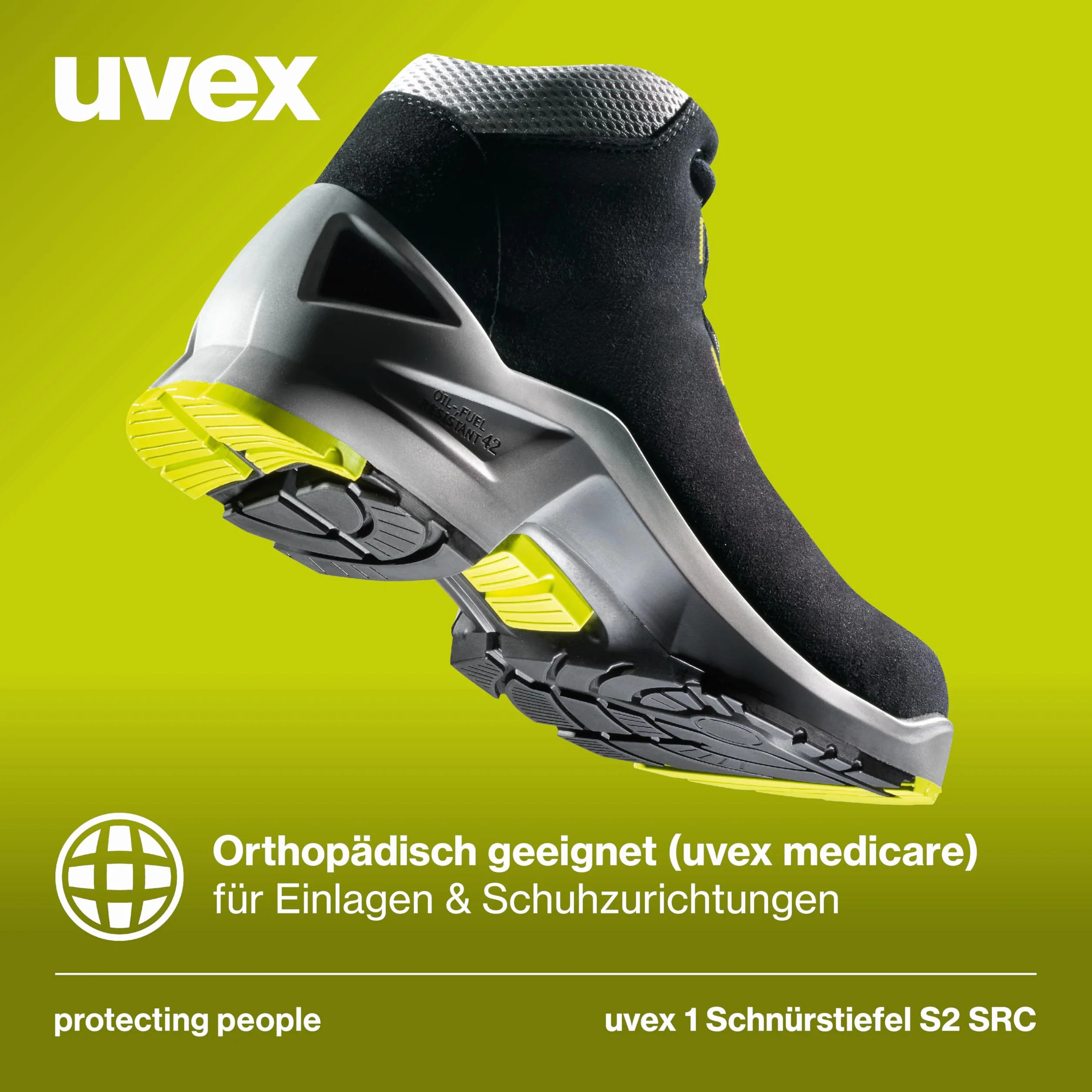 Uvex 1 Arbeitsstiefel - S2-Sicherheitsstiefel SRC ESD - Schwarz