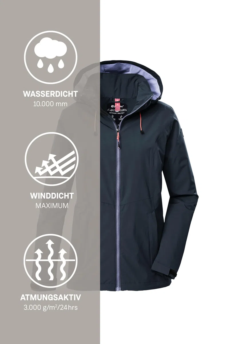 Killtec Damen Damen Regenjacke Ooks 1 Regenjacke/Funktionsjacke wasserdicht mit Kapuze