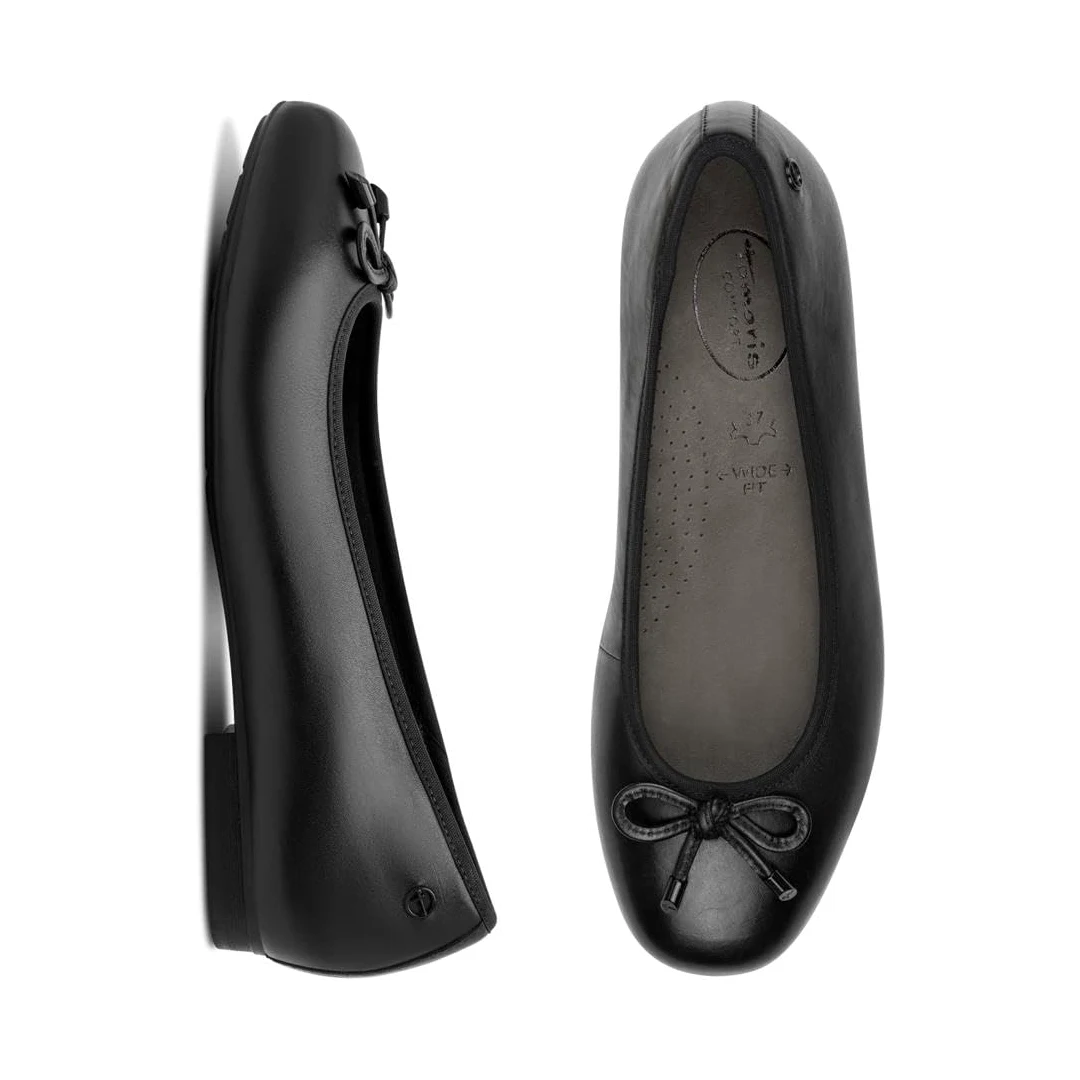 Tamaris Comfort Damen Ballerinas aus Leder mit Schleife