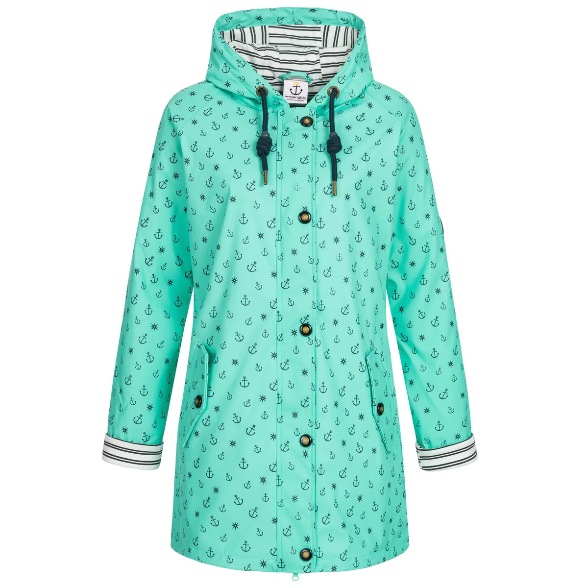 Ankerglut Damen Damen Friesennerz Regenmantel Regenjacke mit Kapuze Wasserdicht Wetterfest Windbreaker Übergangsjacke #Ankerglutzauber Regenjacke