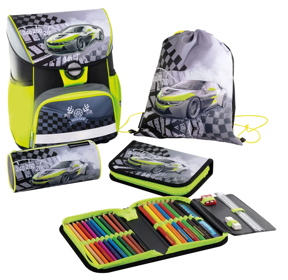 Eberhard Faber 577615 - Schulranzen Set Race Car, EFAlino