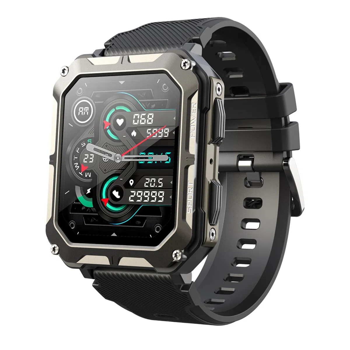 Thor Original Smartwatch, Extrem Stabil Wasserdicht Akku Stark Fitness Herzfrequenz für Alltag Outdoor Sport (Schwarz)