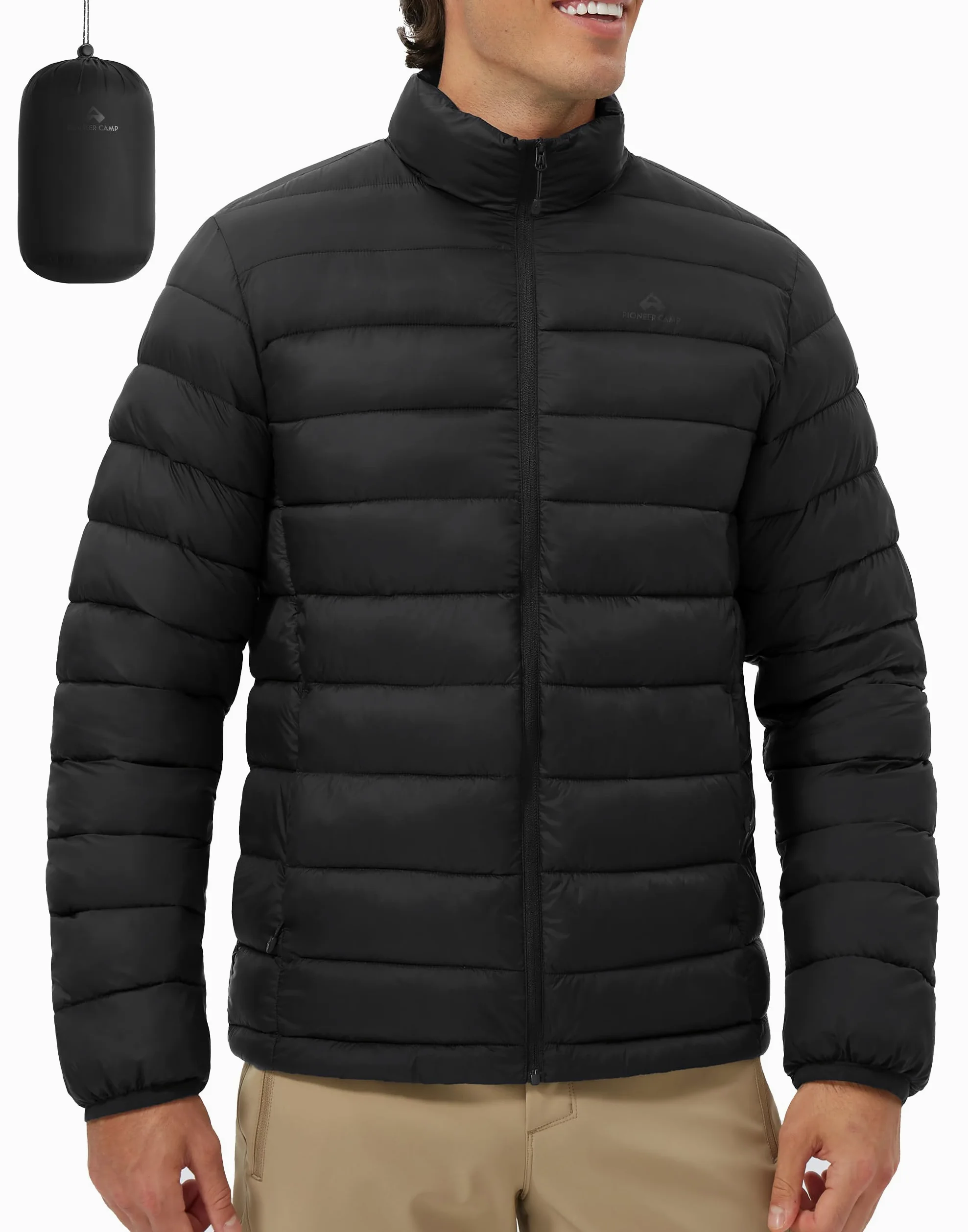 Pioneer Camp Winterjacke Herren Verpackbar Outdoor Wasserdicht Puffer Jacke Mit 4 Taschen für Freizeit, Wandern & Reisen