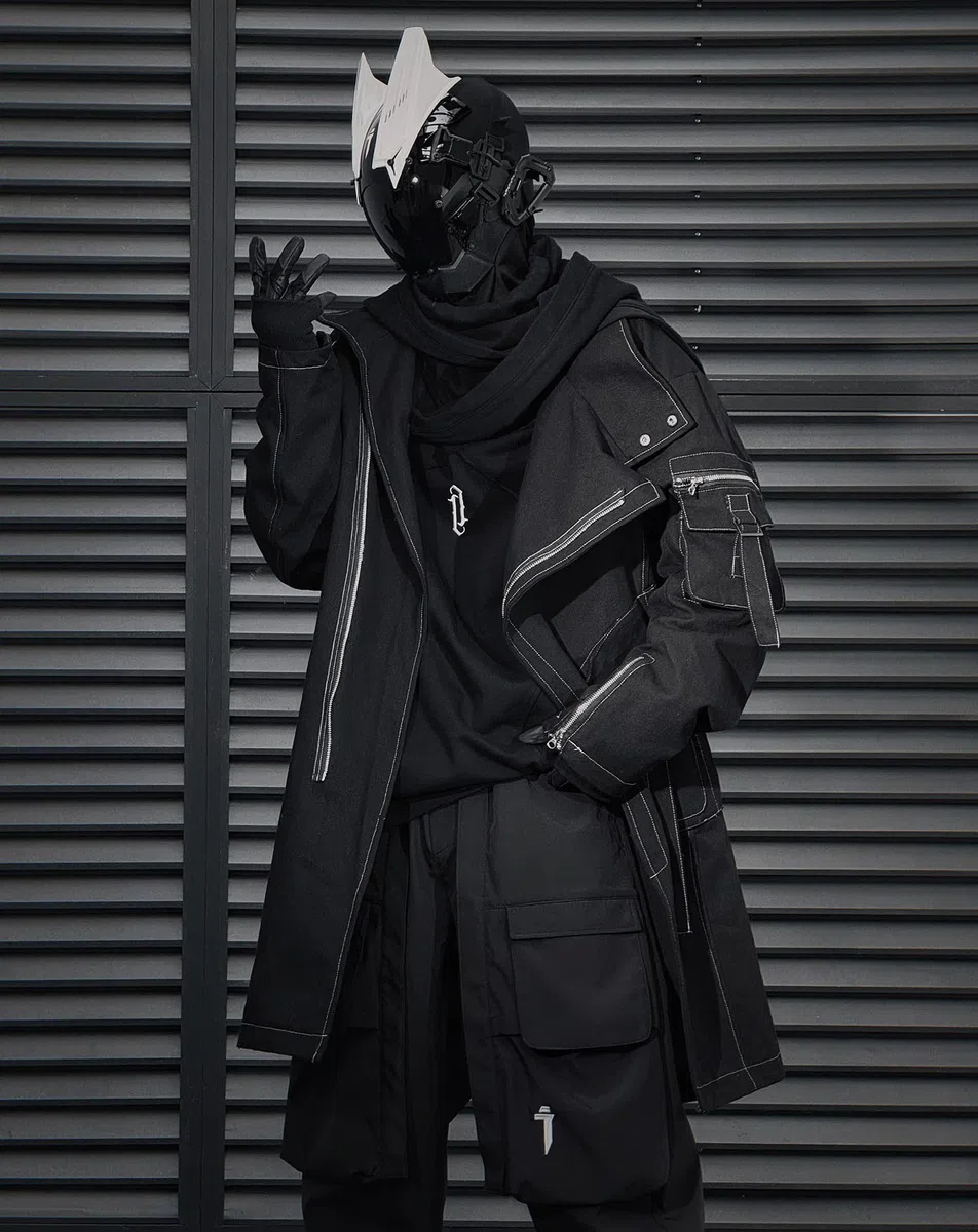 Niepce Inc Japanese Techwear Streetwear Herren Trenchcoat mit Reißverschluss