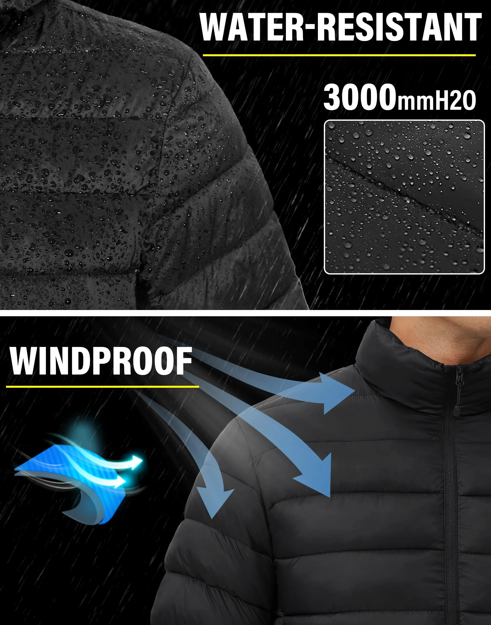 Pioneer Camp Winterjacke Herren Verpackbar Outdoor Wasserdicht Puffer Jacke Mit 4 Taschen für Freizeit, Wandern & Reisen