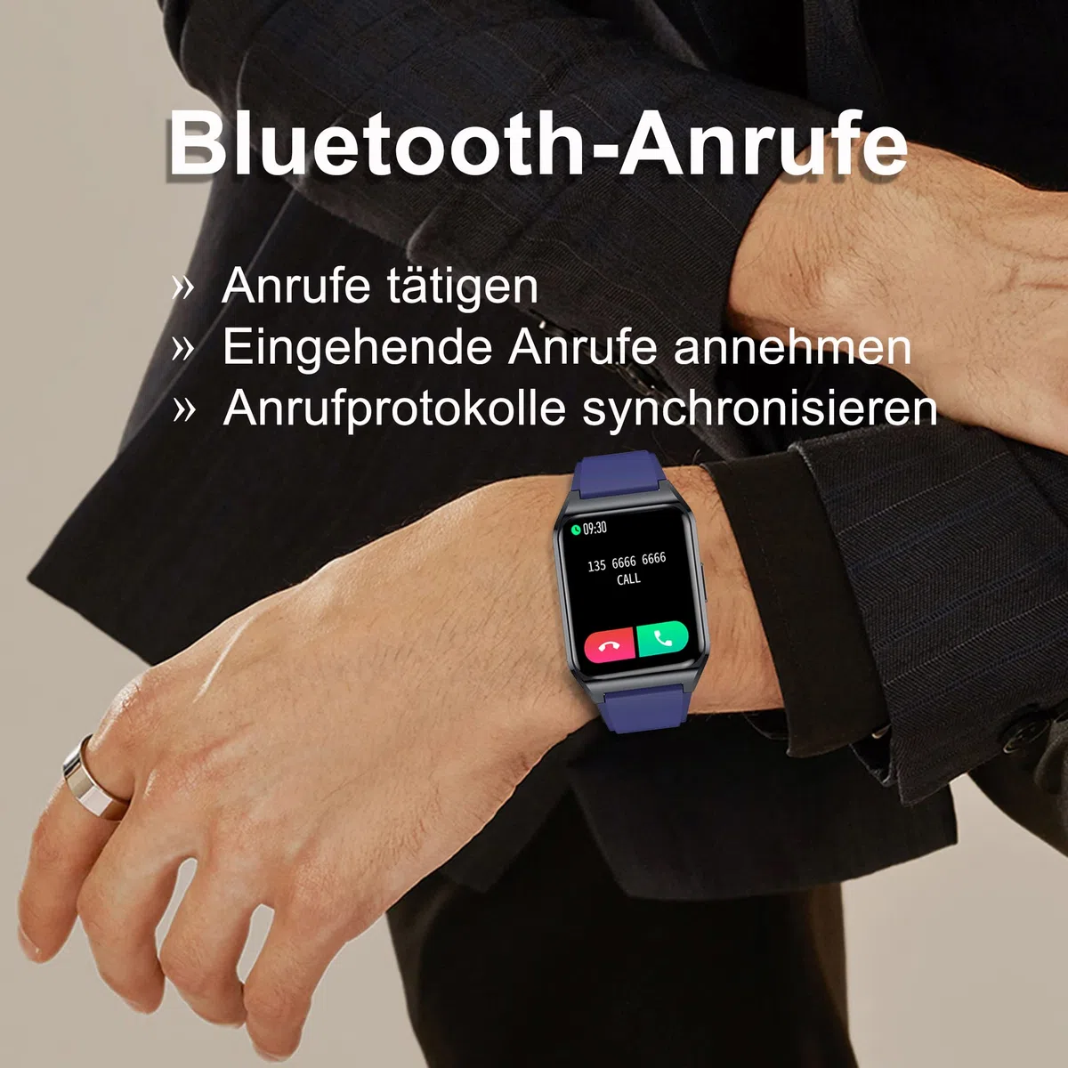 Smartwatch Telefonieren, Fitness Tracker 1.69 Zoll Touchscreen Fitness Uhr mit Blutdruckmessung Kalorie Musik Schrittzähler Herzfrequenz Schlafanalyse Sportuhr Smart Watch für Android iOS