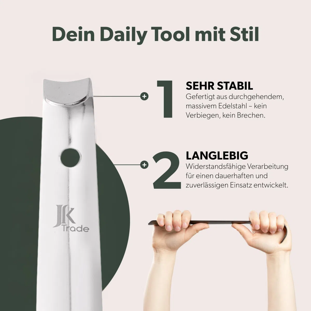 JK Trade® 42cm STABILER Edelstahl Schuhlöffel Lang | 2mm polierter Metall Schuhanzieher Lang zum Stehen | Schnell & Einfach | optimierte Länge & Breite | Shoe Horn | Aufhängbar
