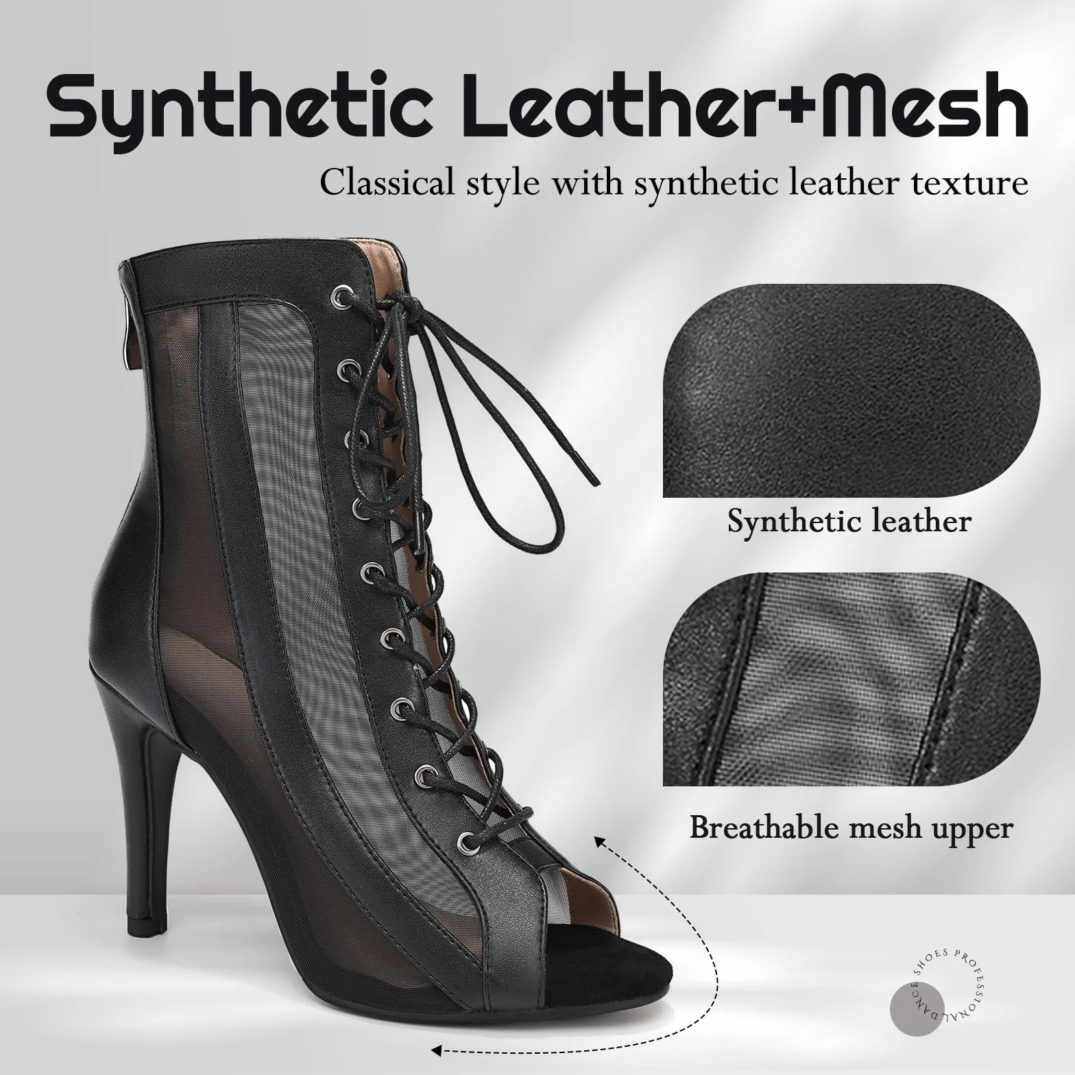 Tanzstiefel Damen Latein Stöckelabsatz Schnürstiefel für Jazztanz Absatz Party Leistung Tanzschuhe