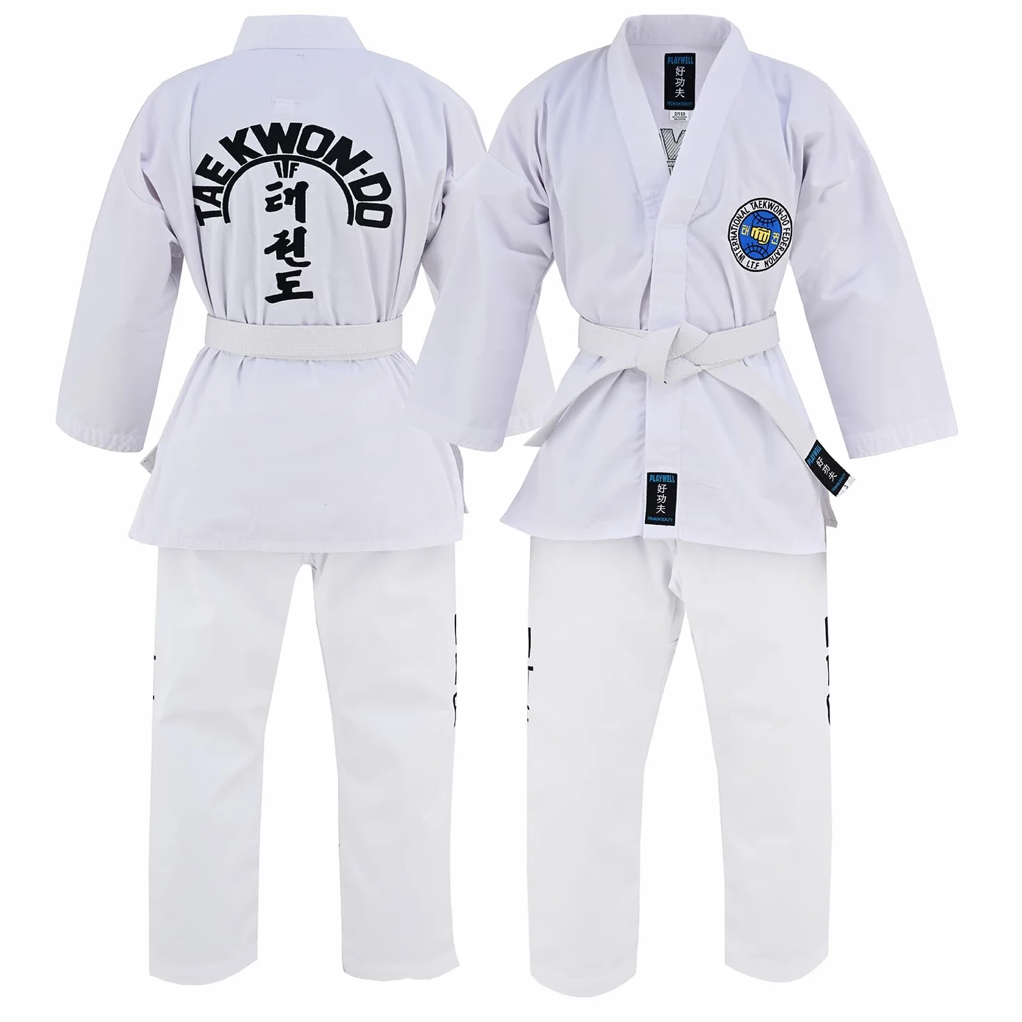 Playwell Martial Arts Itf Taekwondo Student Anzug (Uniform) - Weiß, 3/160cm
