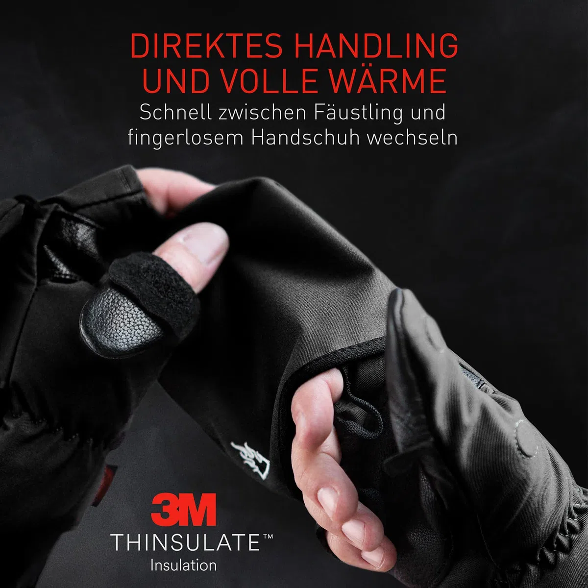 THE HEAT COMPANY - Heat 2 Softshell - Fingerloser Handschuh und Fäustling in einem - Premium Qualität - warme Winterhandschuhe & Fahrradhandschuhe - gegen Kälte bei Sport, Arbeit & Outdoor