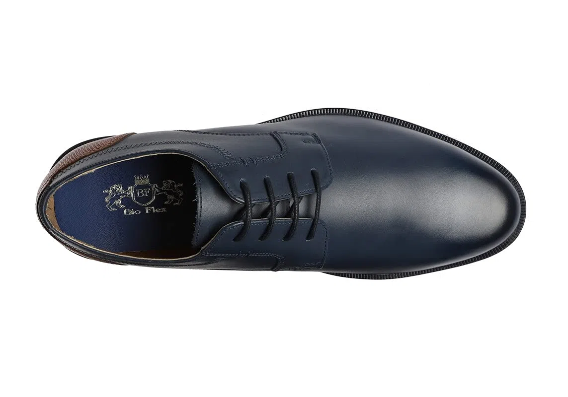 Bioflex Moderne Leder Herren Business-Sneaker schwarz/blau/Cognac | Männer Ledersneaker aus hochwertigem Echtleder im Running Shoe-Look | optimale Dämpfung, besonders leicht |Größen 40-46