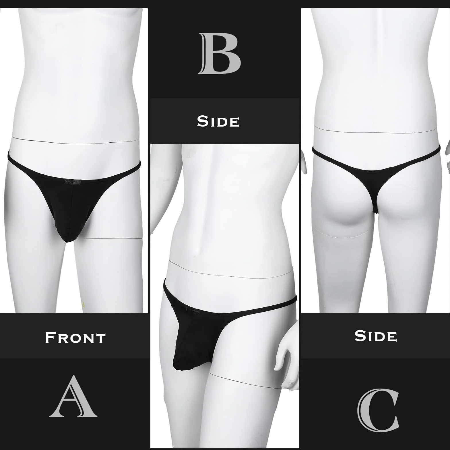 Neer Herren Niedrige Taillen G Strings Tanga Leichte Unterwäsche Männer Bikini, Schwarz