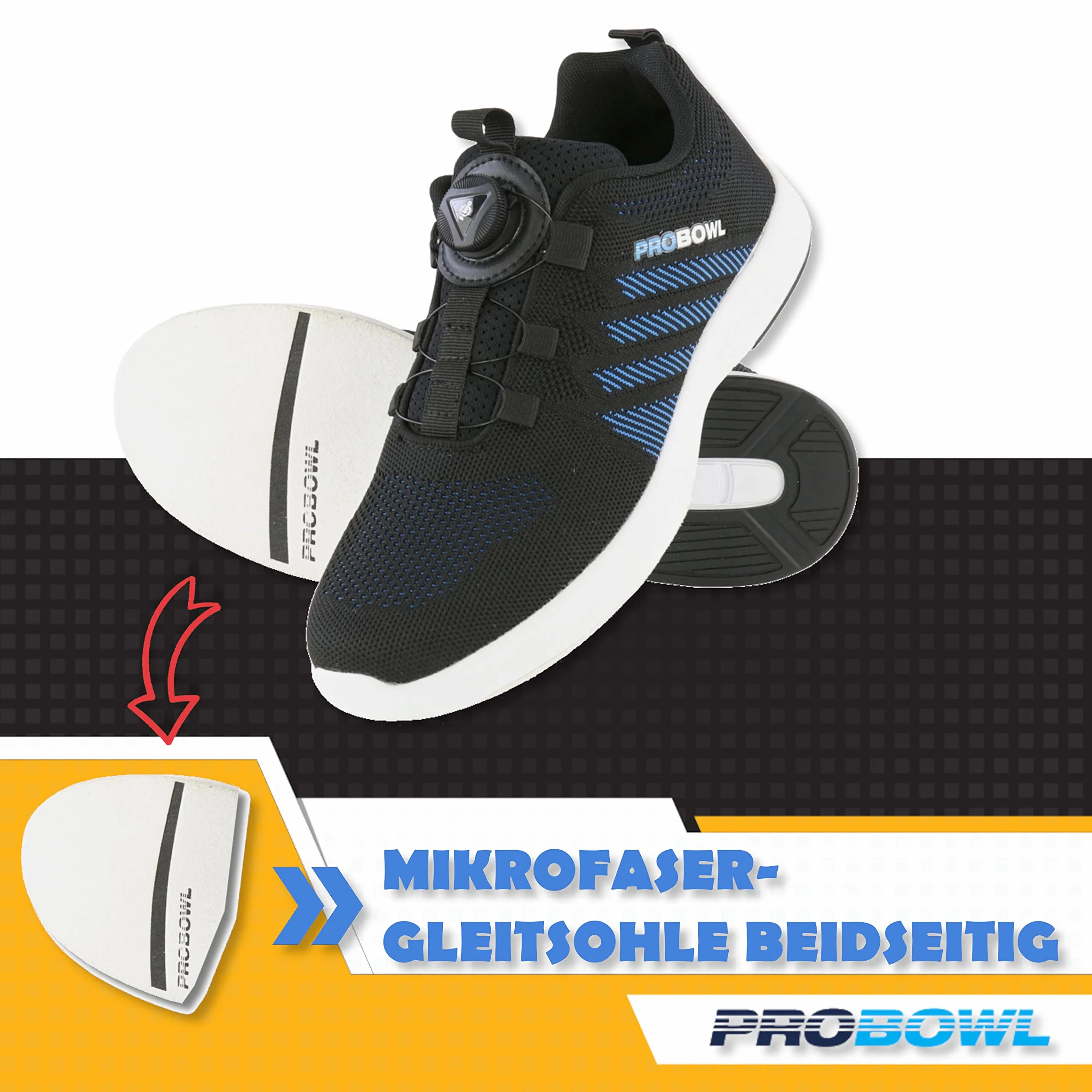 Bowling-Schuhe Herren Erwachsene - Pro Bowl Supro – Gleitsohlen – Hobby Freizeitspieler - Größe: 42,5