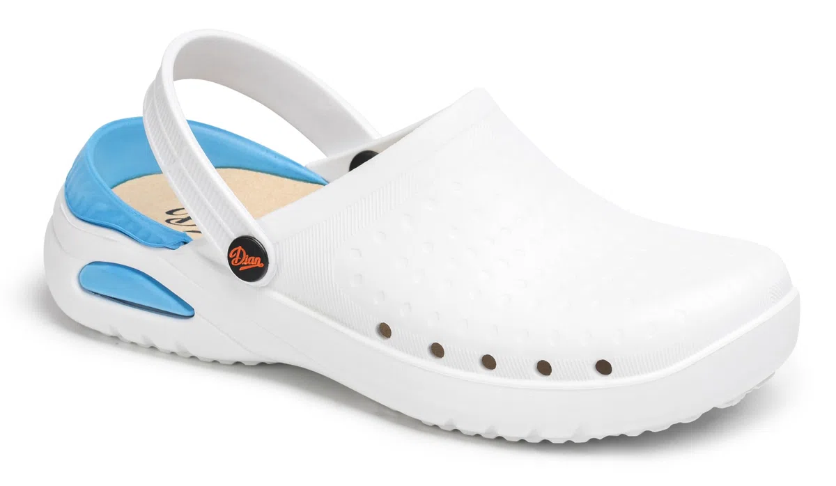 Dian Clog- Ultraleichter, Antibakteriall, Rutschfester Sicherheitstrainer, ideal für Krankenhaus-, Gesundheits-, Küchen- und Reinigungspersonal, Eva Soft Weiß, 41 EU