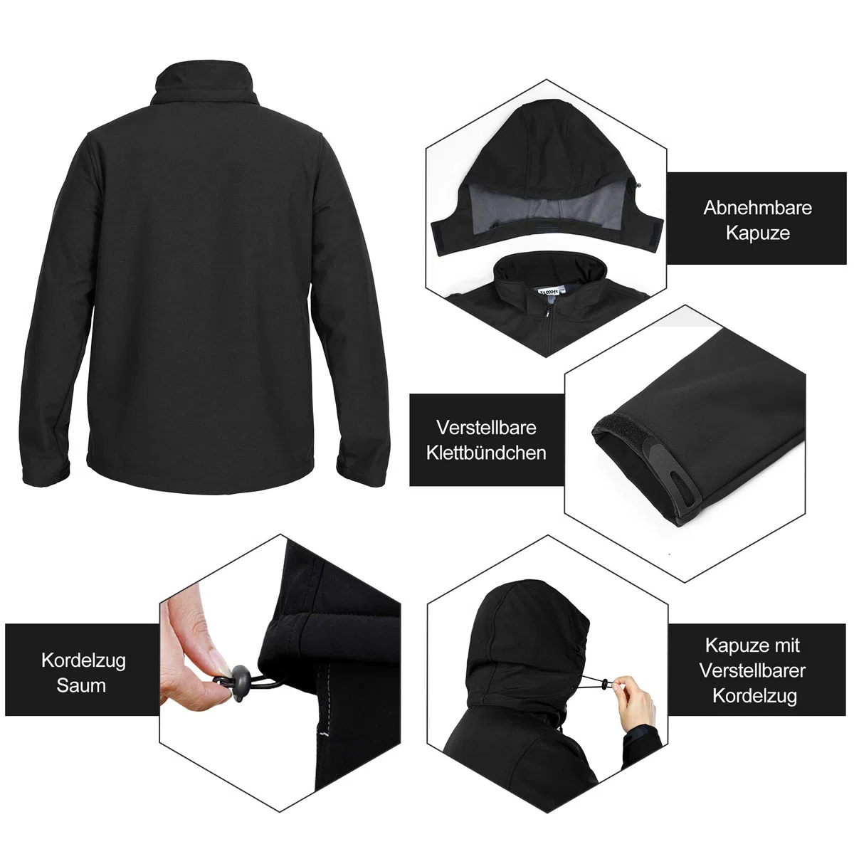 33,000ft Softshelljacke für Herren Wasserdicht Winterjacke Winddicht Warme Fleece Gefüttert Windbreaker Funktionsjacke Outdoorjacke für Wandern Fahrrad Camping