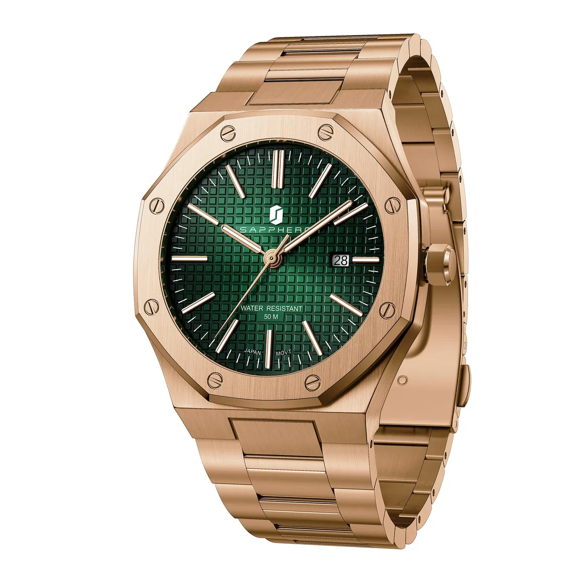 SAPPHERO Uhren Herren Quarzwerk Silber Edelstahl Armband 50M Wasserdicht Datum Kalender Schwarz Blau Herrenuhren Armbanduhr Geschenke für Männer