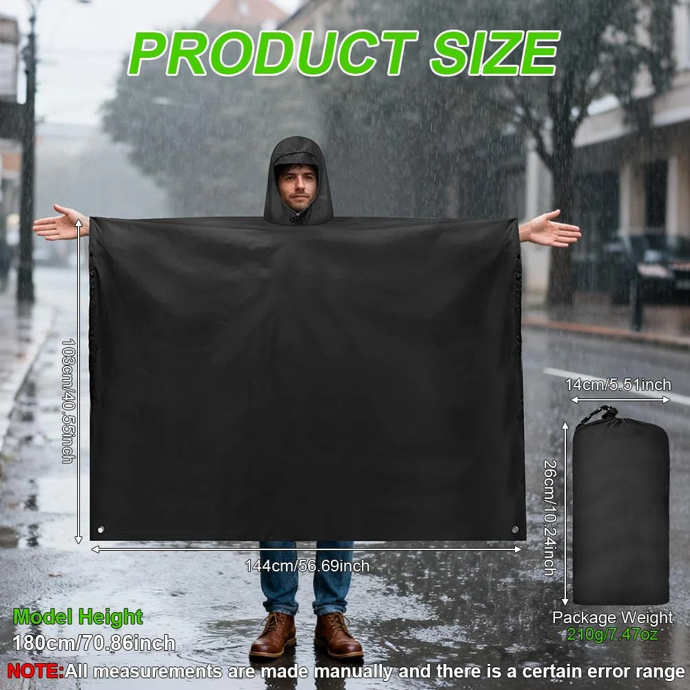 Vicloon Regenponcho, Unisex Regenjacken Regencape, Regen Poncho Jacke Mantel für Erwachsene mit Kapuze, Wasserdicht, Wiederverwendbar Regenmantel, für Wandern Radfahren Camping